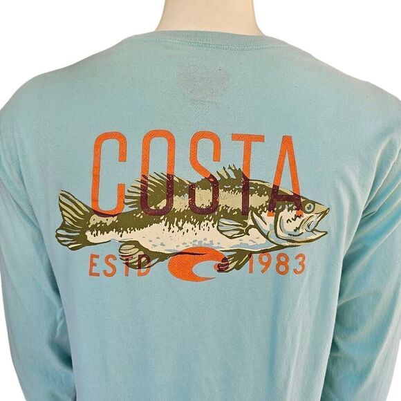 Costa Del Mar Long Sleeve Shirt Men’s Large Blue Fish Graphic Outdoor Fishing Te - Picture 5 of 6
